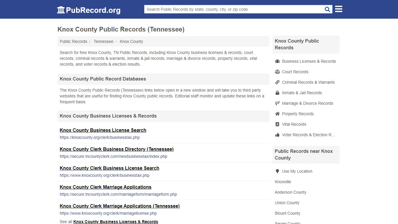 Free Knox County Public Records (Tennessee Public Records) - PubRecord.org