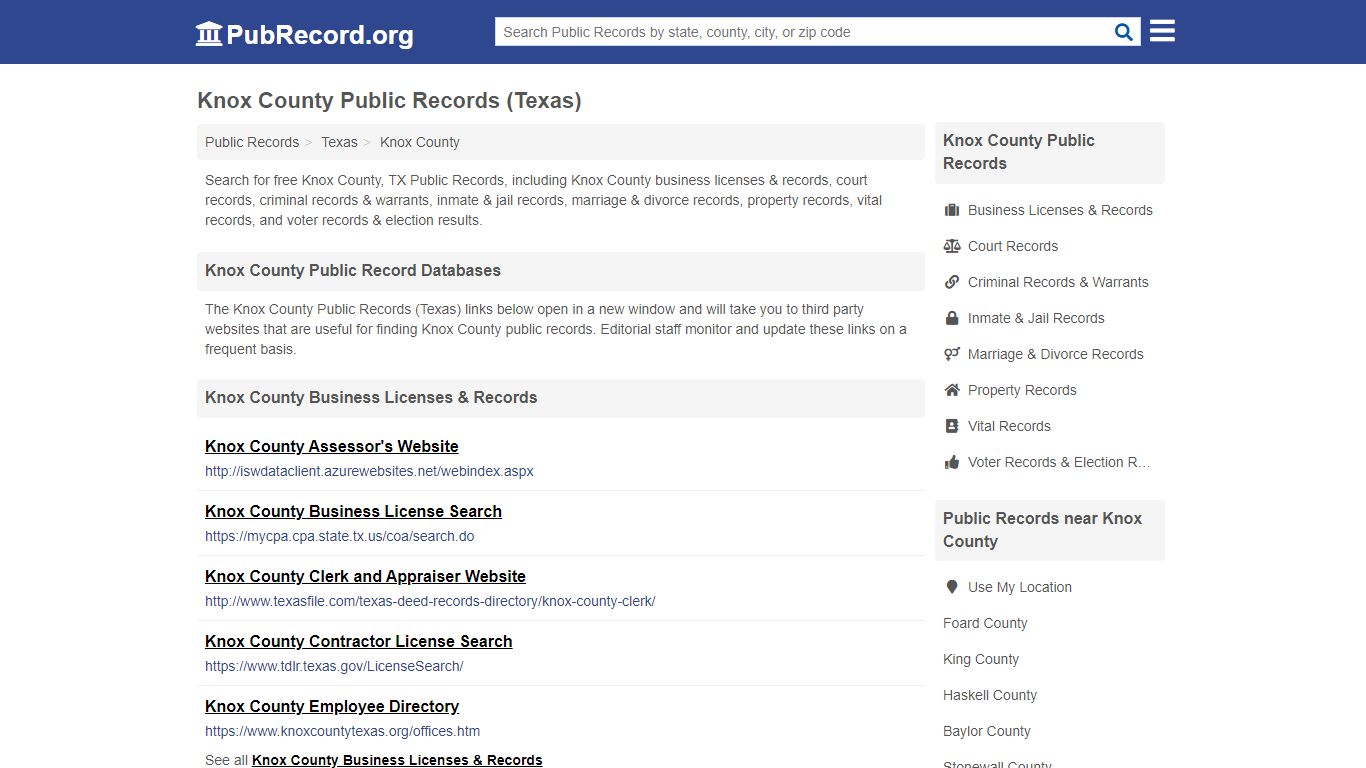 Free Knox County Public Records (Texas Public Records) - PubRecord.org